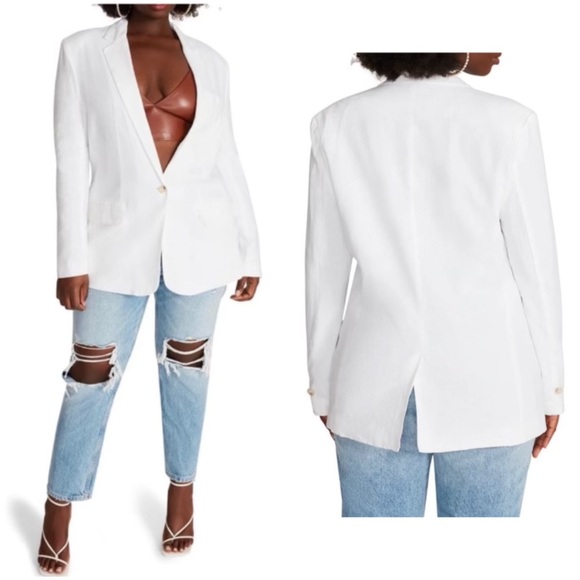 NWT Steve Madden On The Edge White Linen Blazer Size XS - Picture 2 of 16